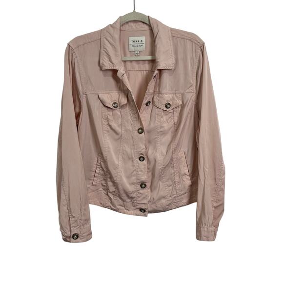 Torrid Light Pale Pink Button Up Jacket  Women's Size 1X Plus Size - Picture 1 of 8